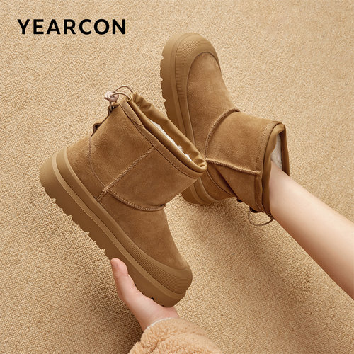 意尔康女雪地靴冬季保暖加厚