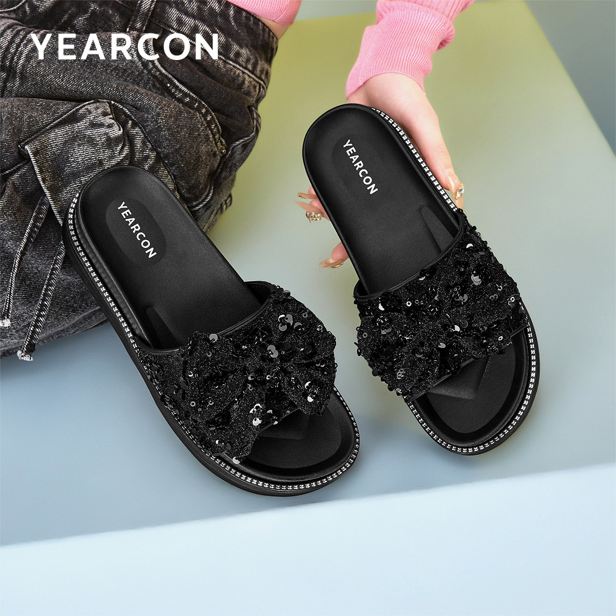 意尔康官方正品女鞋凉拖鞋夏季日常女士厚底一字拖外穿