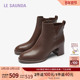 优雅通勤圆头拉链头纯色中筒短靴女鞋 莱尔斯丹秋冬季 新款 5T57801