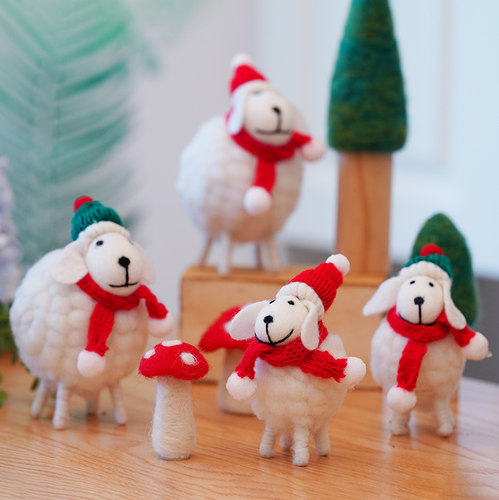 羊毛毡圣诞节儿童房小羊羔摆件