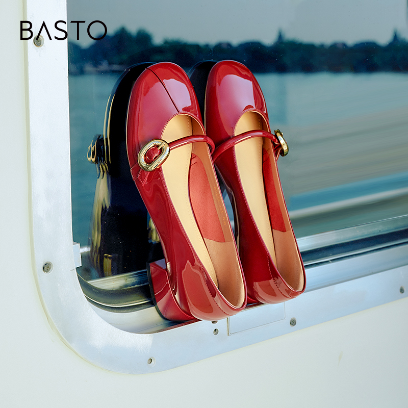 秋季玛丽珍鞋百思图法式粗跟