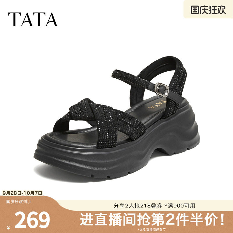 TATA他她女鞋2026夏季新款沙滩鞋百搭时尚休闲女凉鞋CXT01BL6B图片