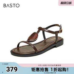 复古潮流女鞋 百思图2026夏季 S5501BL6 时尚 罗马凉鞋 新款 商场同款