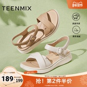 天美意一字带松糕厚底凉鞋 新款 女外穿休闲时装 凉鞋