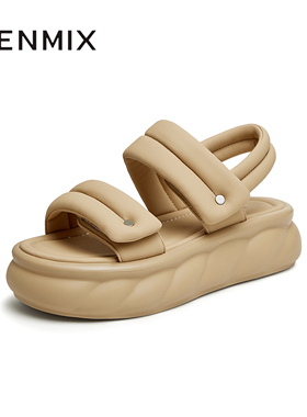 天美意魔术贴运动厚底凉鞋女外穿沙滩休闲凉鞋新款BI931BL4