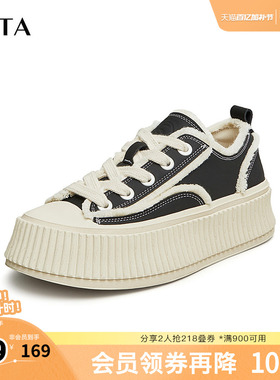 Tata他她休闲厚底板鞋女奥莱经典帆布鞋饼干鞋春新款DWDT1AM4