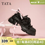 TATA他她女鞋2026春季新款休闲运动鞋百搭黑色增高老爹鞋CEG12AM6