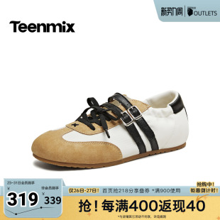 女单鞋 芭蕾鞋 KM102AQ6 厚底拼色休闲百搭时尚 天美意2026春新款