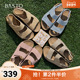 百思图2025夏季 B6465BL5 复古休闲勃肯平跟女凉鞋 新款 商场同款