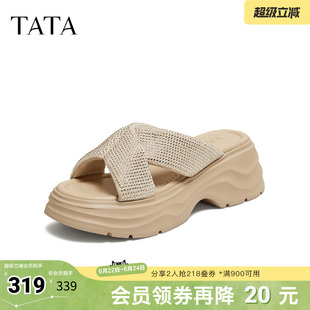 TATA他她星空系列2026夏新款一字拖百搭时尚休闲女拖鞋CXT04BT6