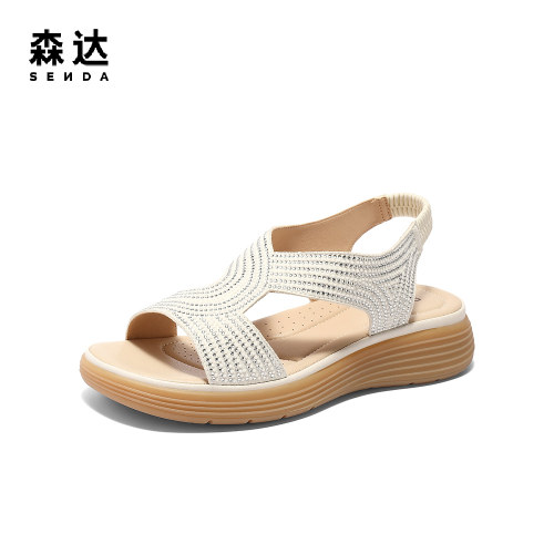 森达时装凉鞋女夏新商场同款罗马复古厚底凉鞋XMH02BL5