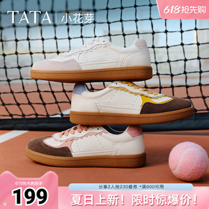 TATA他她小花芽休闲复古德训鞋女鞋板鞋小白鞋子春季新款SMH01AM5