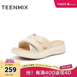 新款 凉鞋 BI991BT4 女外穿凉拖时装 天美意一字拖休闲厚底拖鞋