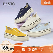 新款 帆布鞋 时尚 百思图2025秋季 街头运动厚底女休闲鞋 A1213CM5