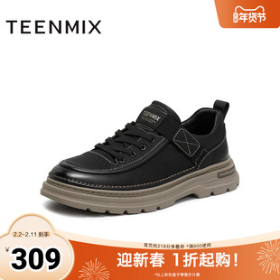 天美意2025冬新款商场同款厚底英伦休闲百搭男工装鞋3XN01DM5