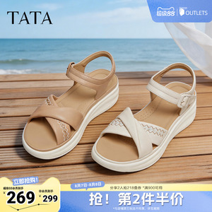 TATA他她糯米团厚底凉鞋女外穿沙滩鞋度假风运动休闲鞋子女2026新