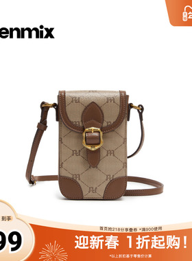 天美意2026春新款商场同款复古百搭英伦女手机包斜挎包X3240AX6