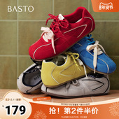 百思图2025秋季 D3250CM5 复古户外运动平跟女休闲鞋 新德训鞋 时尚