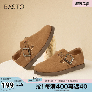 复古休闲百搭勃肯鞋 百思图春季 新款 商场同款 BG276AA5 平跟女单鞋