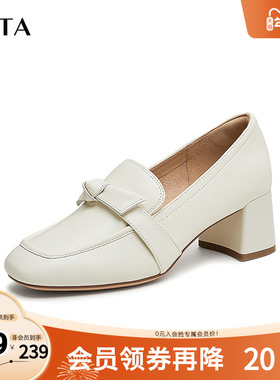 Tata他她气质粗跟乐福鞋女鞋羊皮单鞋小皮鞋2025秋季新款7BC22CA4