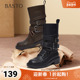 西部靴时尚 百思图2025冬季 新款 潮流复古粗跟女中靴D3625DZ5