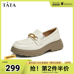 女鞋 小皮鞋 Tata他她英伦厚底乐福鞋 浅口单鞋 WIZ12CA4 2025夏季 新款