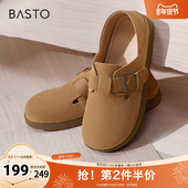 新款 商场同款 复古休闲勃肯鞋 百思图春夏季 平跟女单鞋 BG318CA4