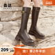 森达骑士靴女靴冬新厚底英伦风增高百搭显瘦长靴ZTE47DG4