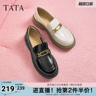 小皮鞋 Tata他她英伦厚底乐福鞋 女鞋 浅口单鞋 WIZ12CA4 奥莱新款