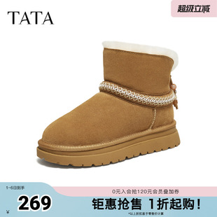 冬天鞋 子厚底加绒毛毛靴棉靴CJB01DD5奥莱 棉鞋 TATA他她雪地靴新款