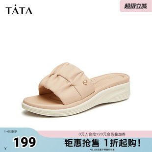 外穿法式 凉拖春7AP03BT4奥莱 女鞋 Tata他她厚底一字拖鞋