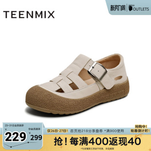 百搭舒适女勃肯鞋 镂空复古法式 KK040BK5 凉鞋 天美意新款