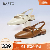 新款 商场同款 时尚 百思图2025夏季 通勤粗跟后空女凉鞋 F1208BH5