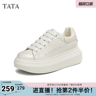 TATA他她厚底休闲板鞋 轻便运动松糕小白鞋 春新款 WU504AM5奥莱 女鞋