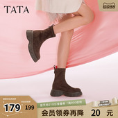TATA他她休闲厚底弹力靴女靴子复古瘦瘦靴短靴奥莱秋冬新CAC01DZ4