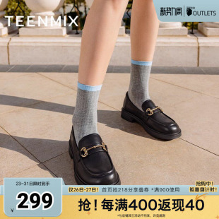 春夏新款 女一脚蹬小皮鞋 COY11AA4奥莱 复古单鞋 天美意平底乐福鞋