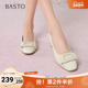 百思图2025春季 BR996AQ5 简约通勤粗跟浅口女单鞋 新款 商场同款