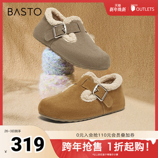 平跟圆头女单鞋 简约休闲复古勃肯鞋 BG195DM4 新款 百思图冬季