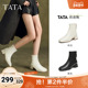 Tata他她靴子女奶皮靴显瘦时装 靴英伦短靴瘦瘦弹力靴WYX02DD4奥莱