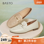 方跟女单鞋 百思图2025春季 WEF89AA5 简约时尚 乐福鞋 新款 商场同款