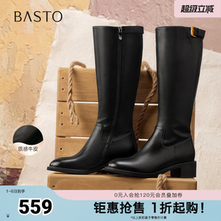 骑士靴时尚 简约潮流通勤女长靴AX891DG5 新款 百思图秋冬季