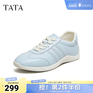 TATA他她女鞋2026光面皮质德训鞋阿甘鞋女休闲通勤运动鞋Y4B01AQ6