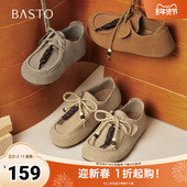 新款 勃肯鞋 时尚 百思图2025秋季 复古休闲平跟女单鞋 B9732CM5