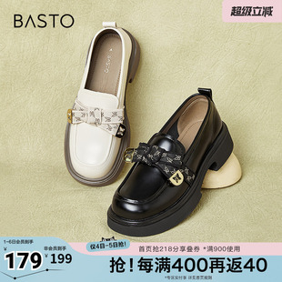 女单鞋 百思图春秋季 WA399AA4 学院蝴蝶结乐福鞋 时尚 新款 商场同款