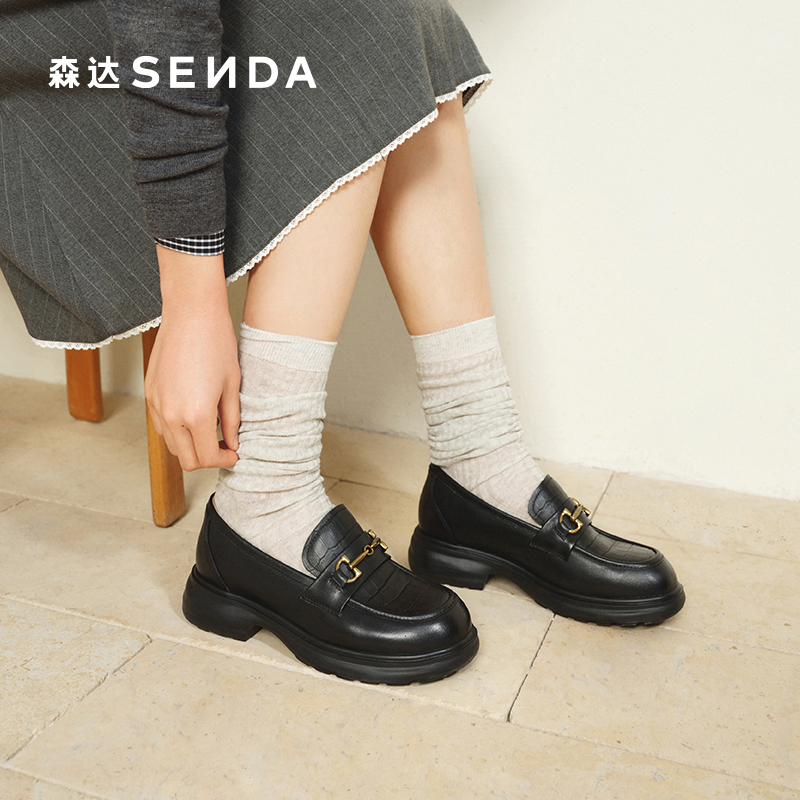 森达乐福鞋女款2025春新商场同款马衔扣厚底单鞋4GC28AA5