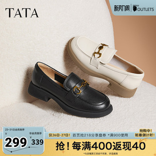 女鞋 新款 粗跟乐福鞋 秋季 CYM01AA5 单鞋 TATA他她小爵士一脚蹬小皮鞋