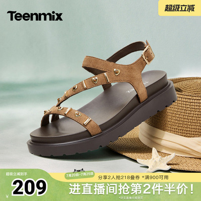 天美意2026夏新款复古潮流厚底舒适露趾百搭女休闲凉鞋KI023BL6