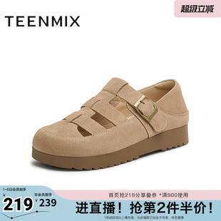 女勃肯鞋 KK026BK5 休闲厚底百搭复古镂空凉鞋 天美意新款