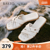 百思图2025夏季 TY414BT5 通勤一字拖平跟女凉拖鞋 新款 简约时尚