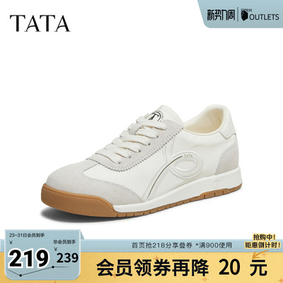 TATA他她女鞋春新款厚底阿甘鞋运动小白休闲鞋德训鞋8DCB3CM5奥莱